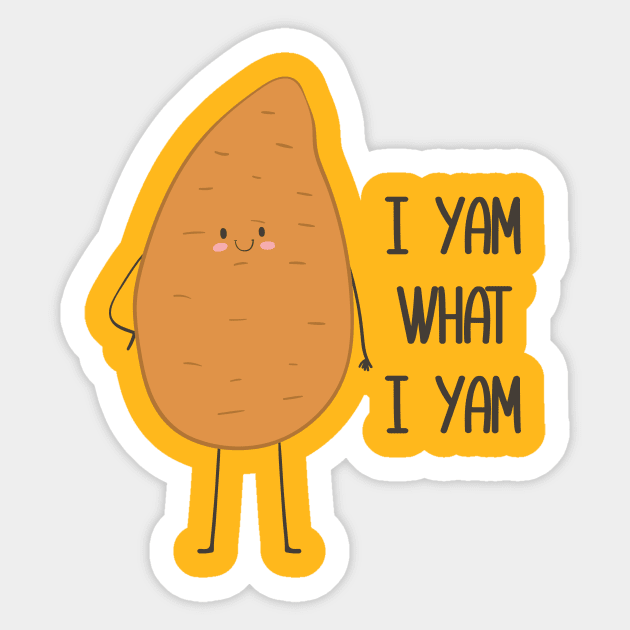 I Yam What I Yam! Awesome Vegetable Pun Gift Sticker by Dreamy Panda Designs